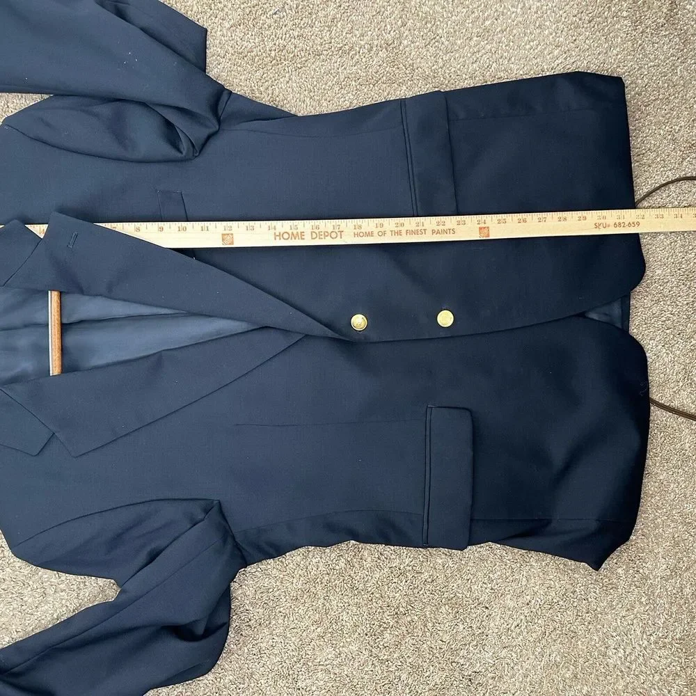 Lauren Ralph Lauren Navy Blue‎ Gold Buttons Blazer Wool SportCoat No Size Tag